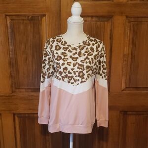 Red Lolly Leopard Print and Pink Sweatshirt